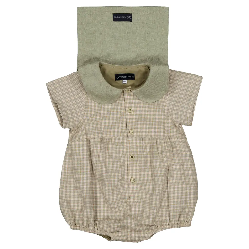 Barboteuse BAC - carreaux vert sauge 