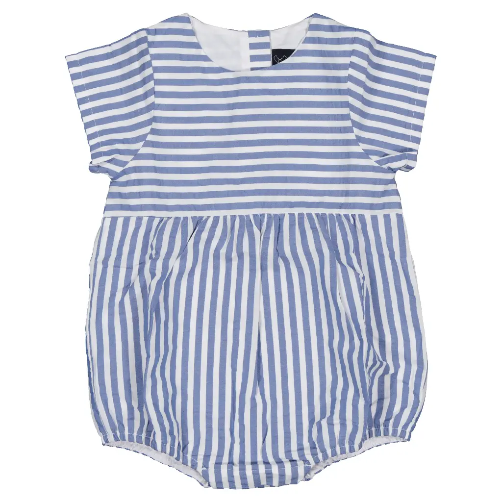 Barboteuse BOURSE- seersucker rayures bleues