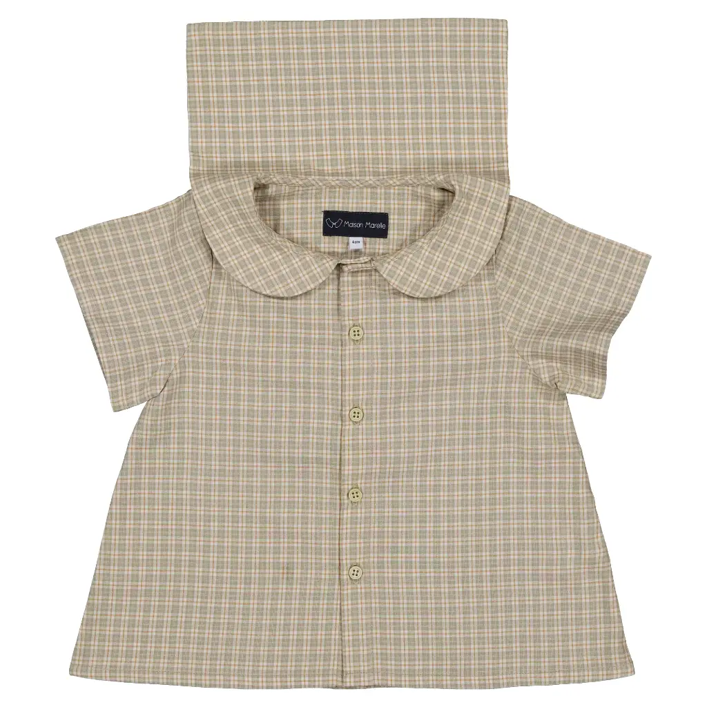 Blouse MONCEAU- carreaux vert sauge