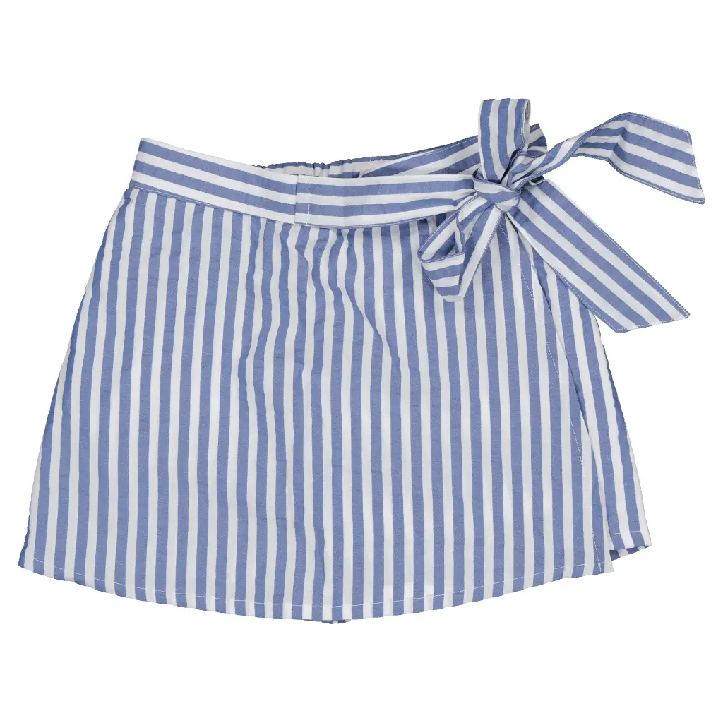 Jupe-short PLEYEL -  seersucker rayures bleues