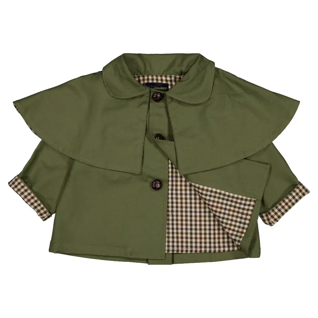 Veste SHERLOCK- verte cape amovible