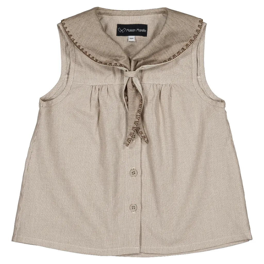 Blouse TRUDAINE- fines rayures taupe