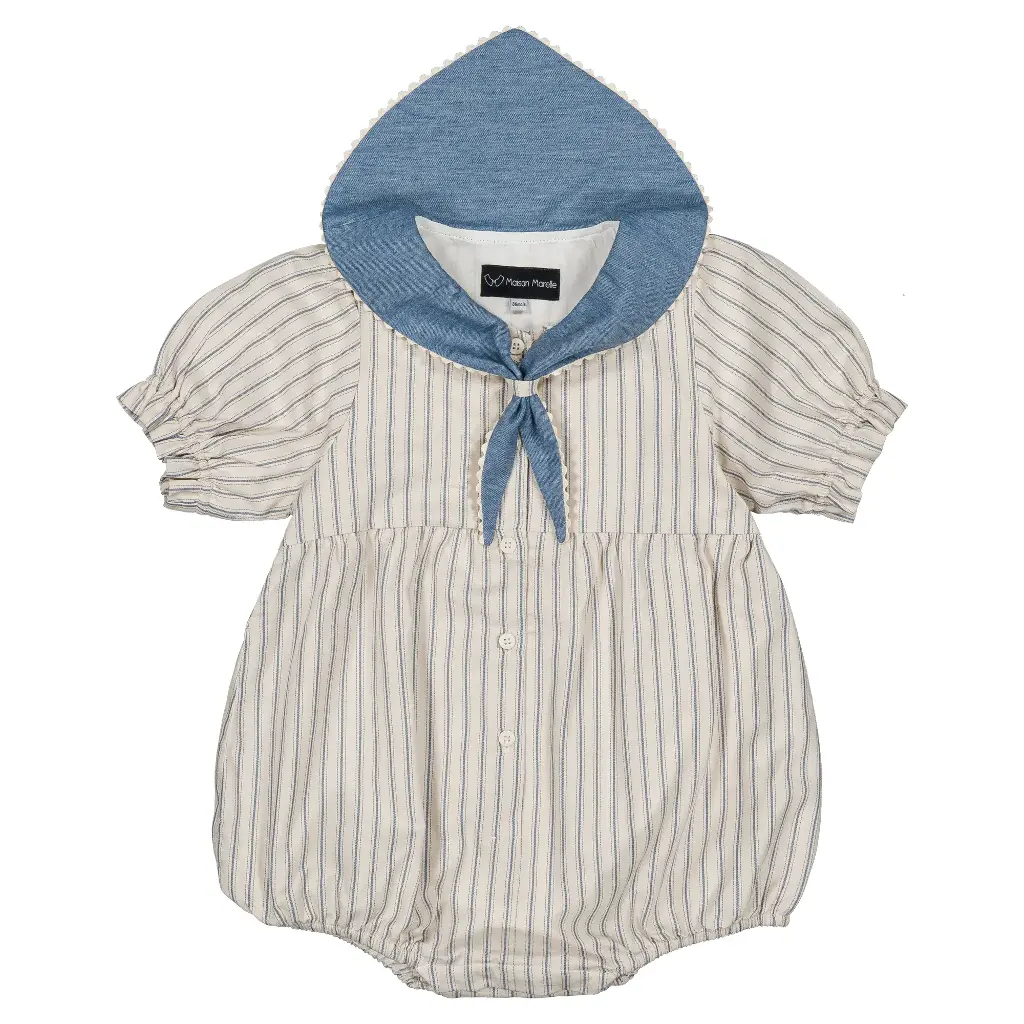 Barboteuse REINE - rayures bleues 