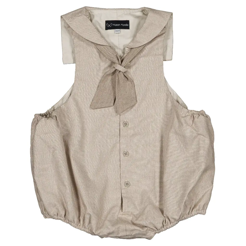 Barboteuse VIGNY - fines rayures taupe