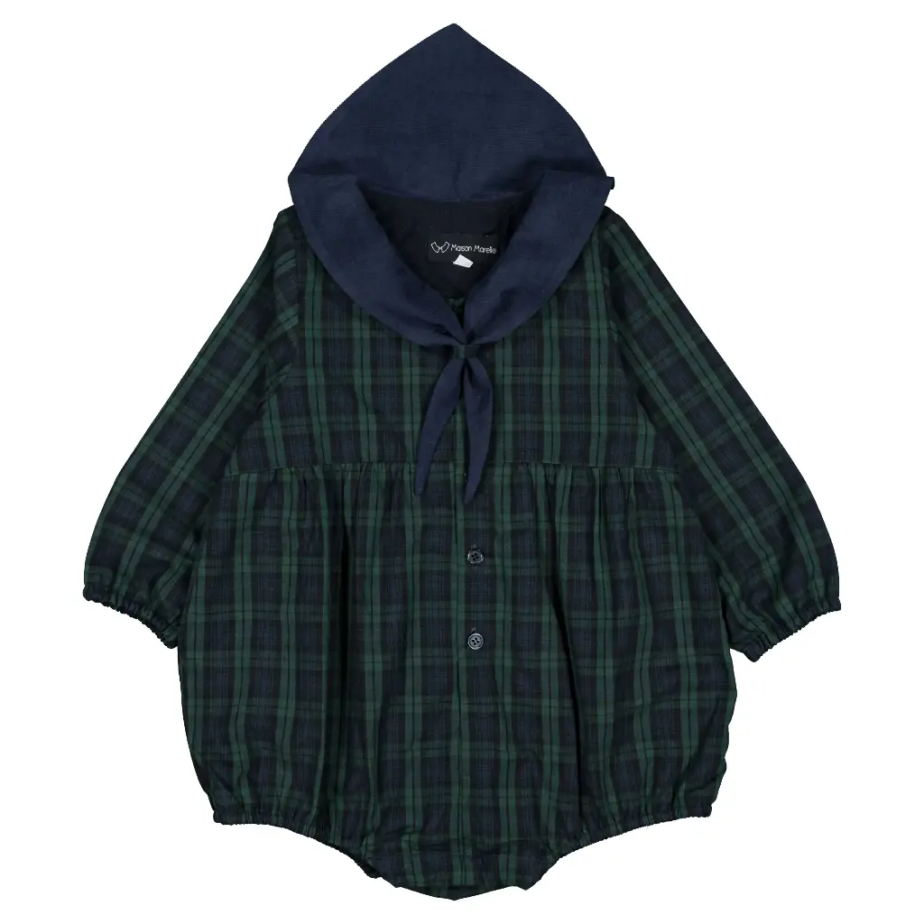 Barboteuse ROI - tartan bleu&vert