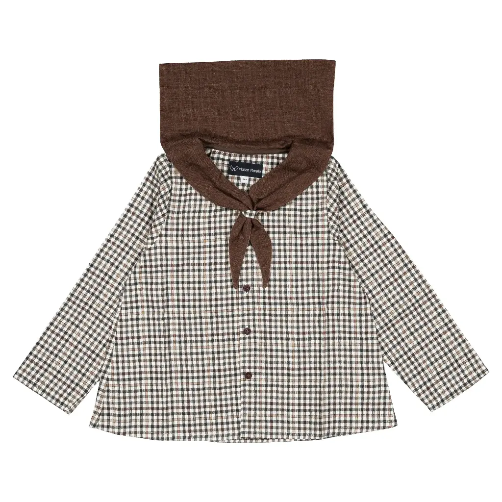 Blouse MONGE- vichy col marron