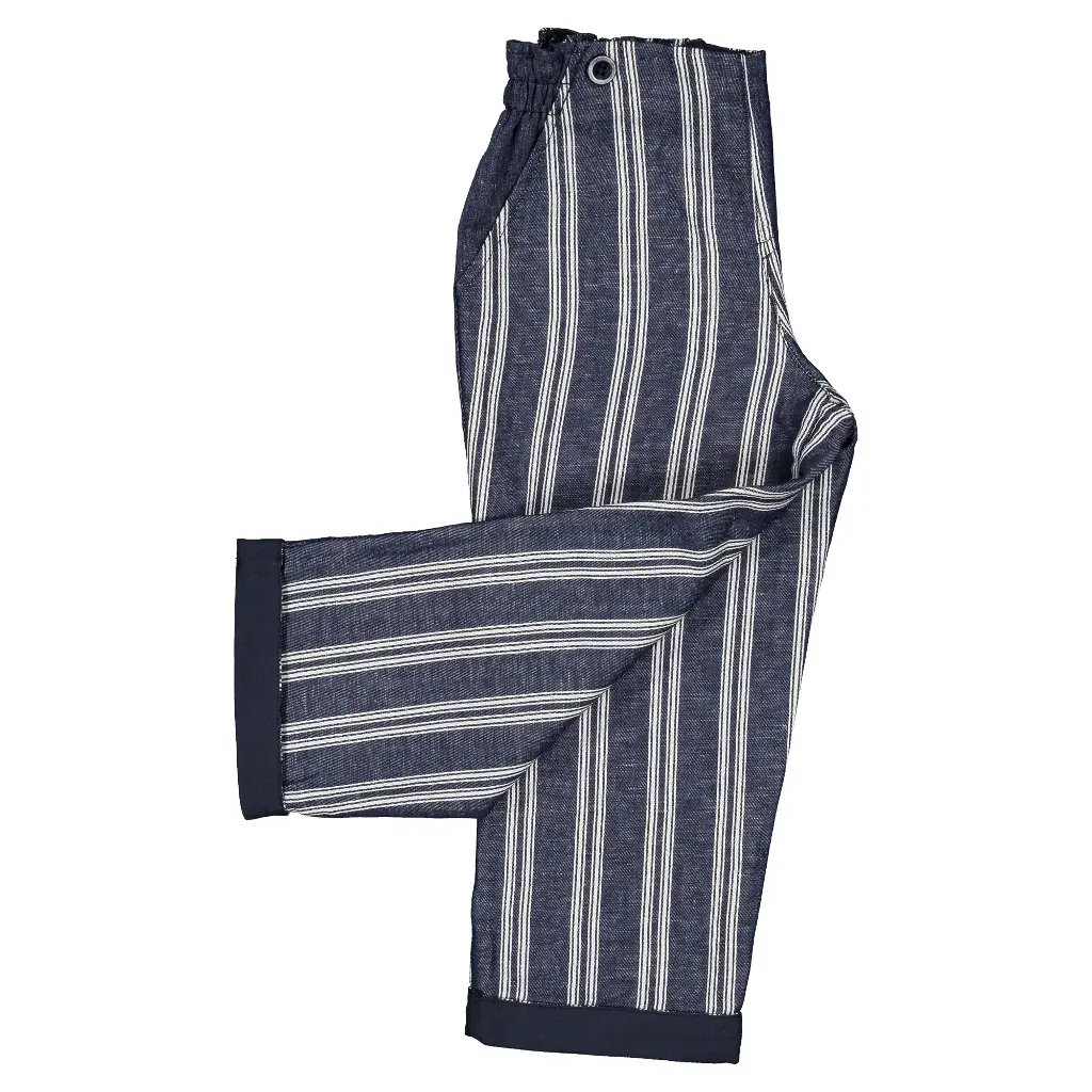 Pantalon LEBON-  maxi rayé bleu