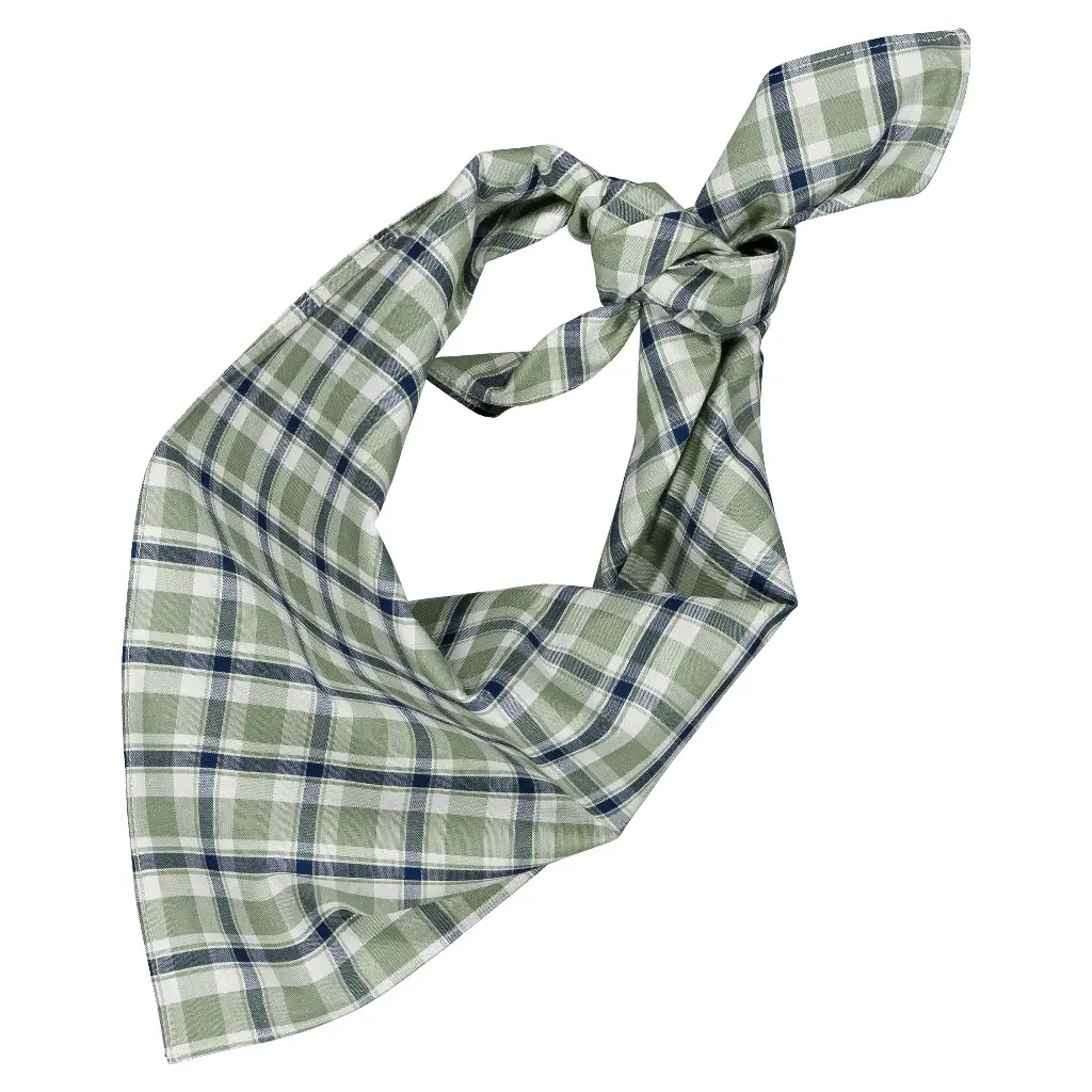 Foulard VENDÔME- tartan vert&bleu