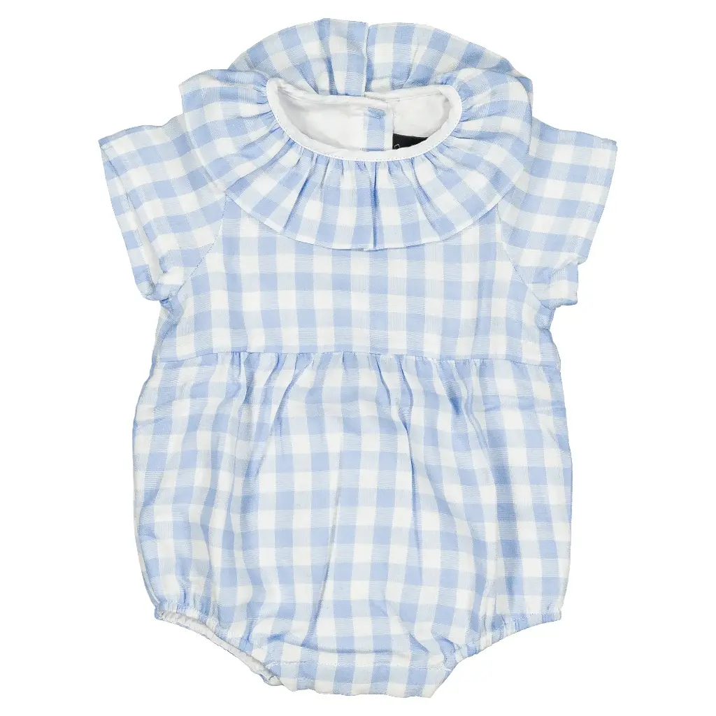 Barboteuse DUPLEIX - double gaze vichy bleu