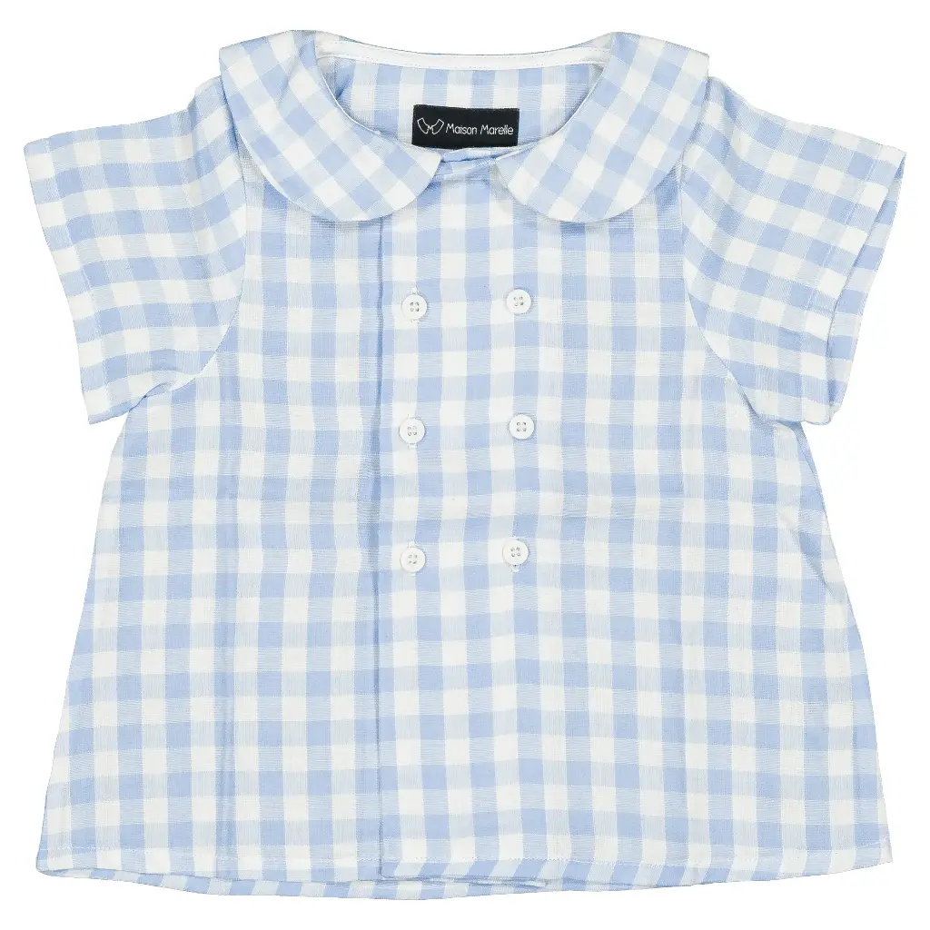 Blouse CONVENTION- vichy bleu