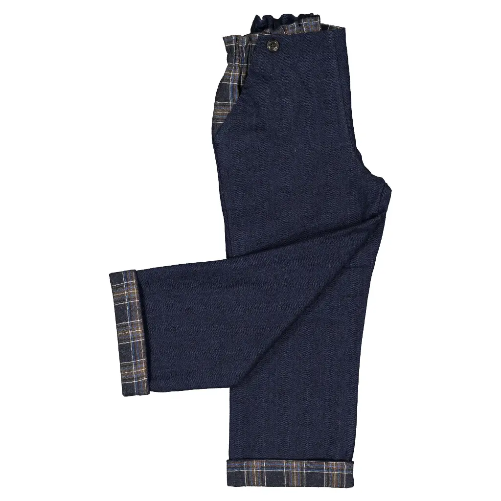 Pantalon LEBON- bleu/tartan bleu réversible