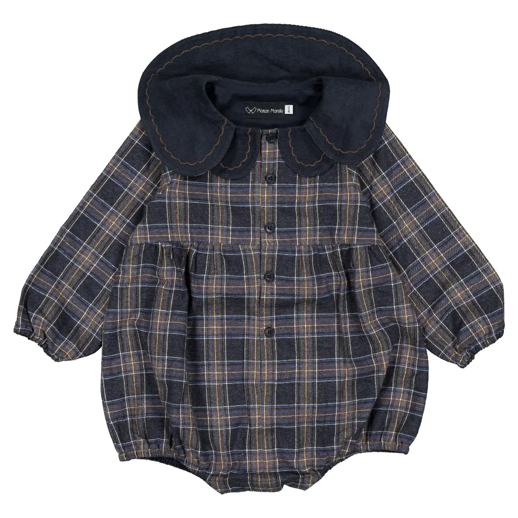 Barboteuse LOTA - tartan bleu