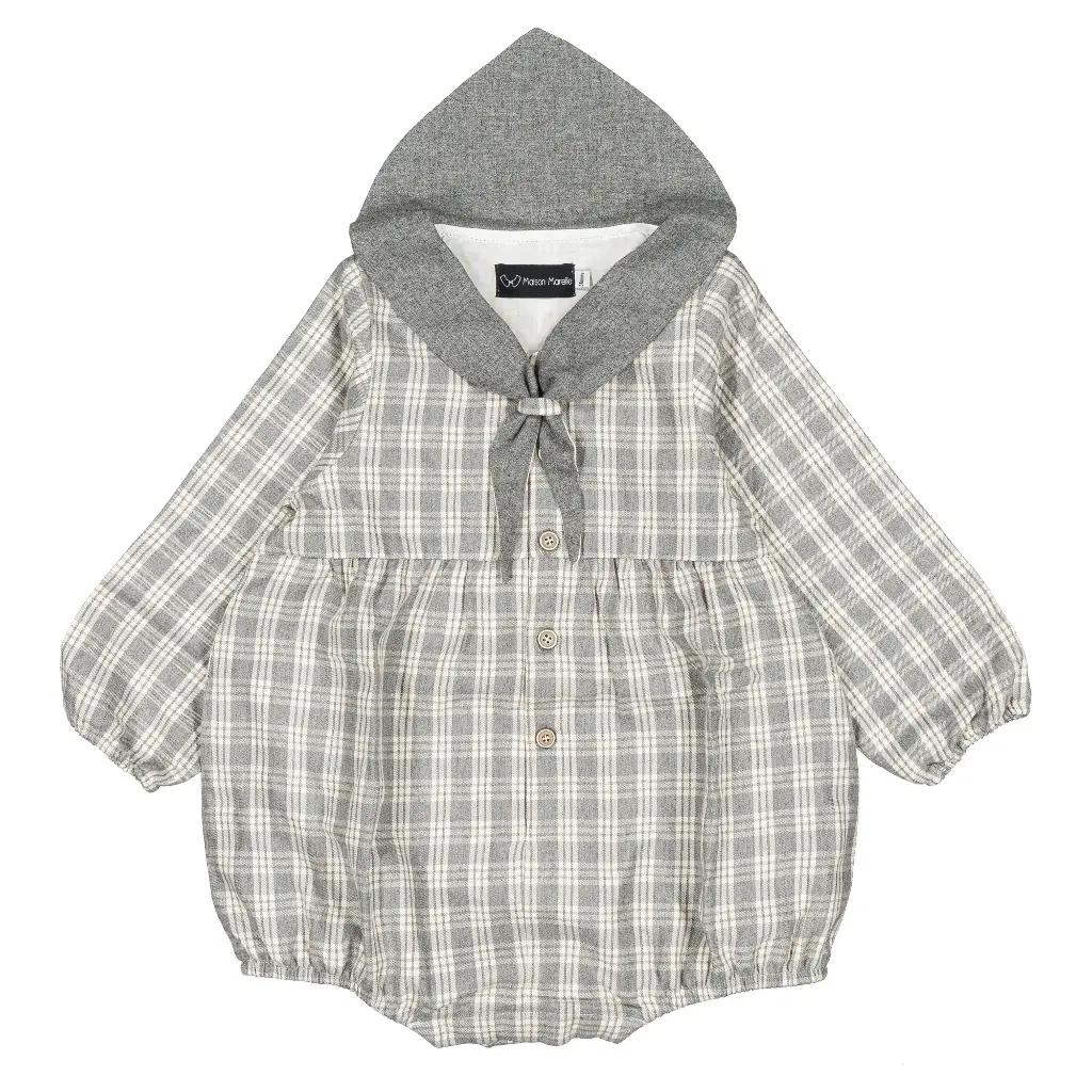 Barboteuse ROI - tartan gris perle