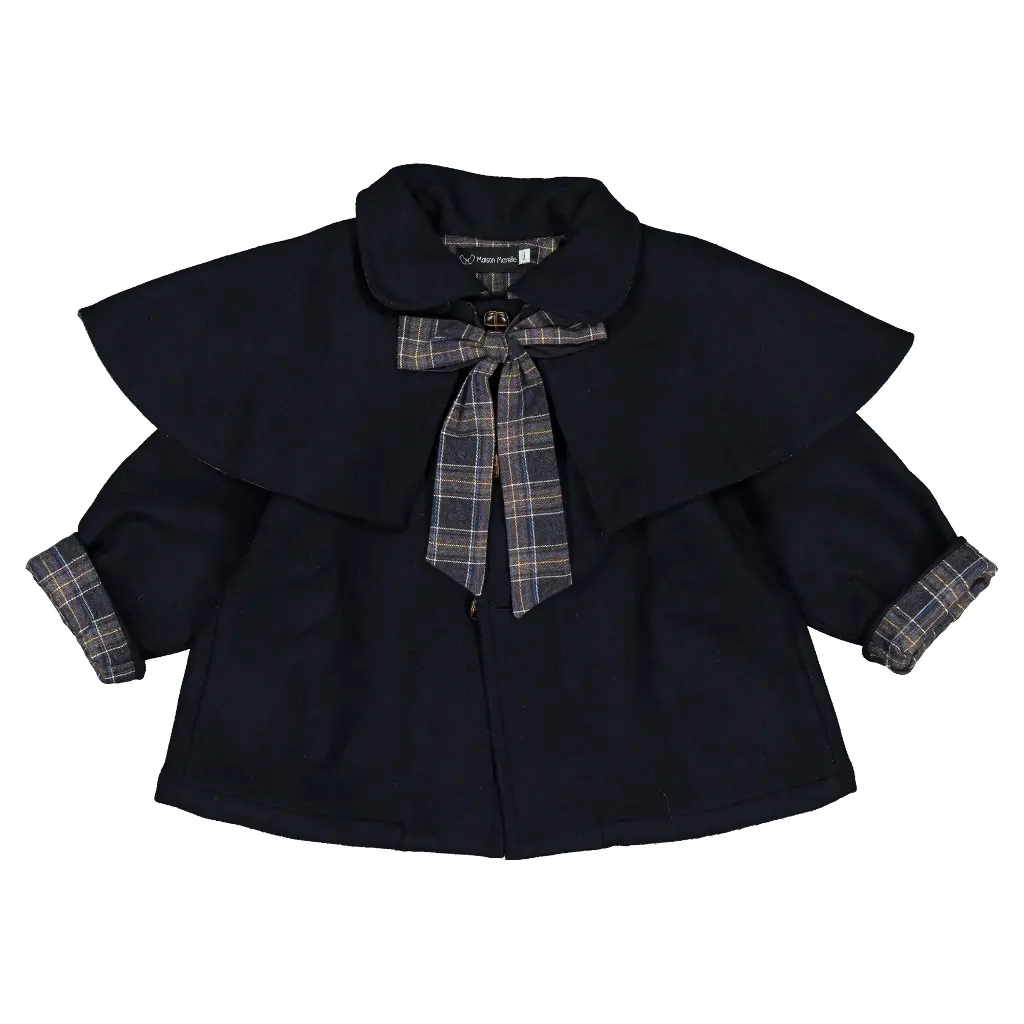 Manteau DARCY- lainage bleu/tartan bleu