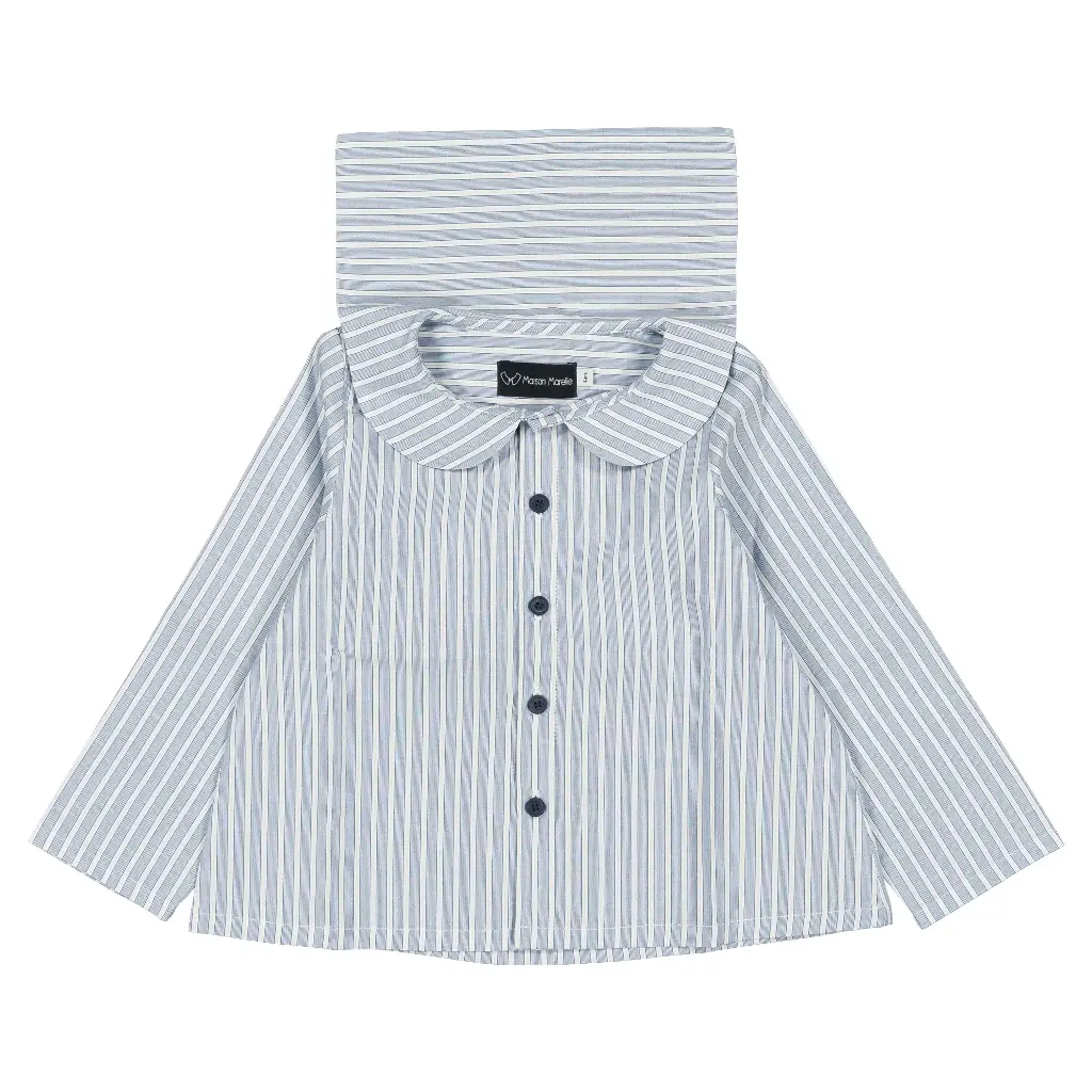 Blouse MONCEAU- rayures bleu brume