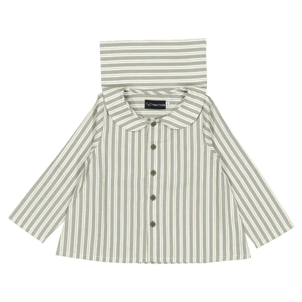 Blouse MONCEAU- rayures sauge