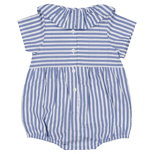 Barboteuse DUPLEIX - seersucker rayé bleu