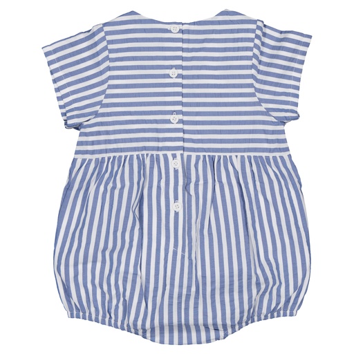 Barboteuse BOURSE- seersucker rayures bleues