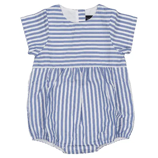 Barboteuse BOURSE- seersucker rayures bleues