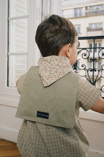 [SS25-D1-FOULAR-VENDOME-FLEUCAME&VER] Foulard VENDÔME- fleurs camel &vert