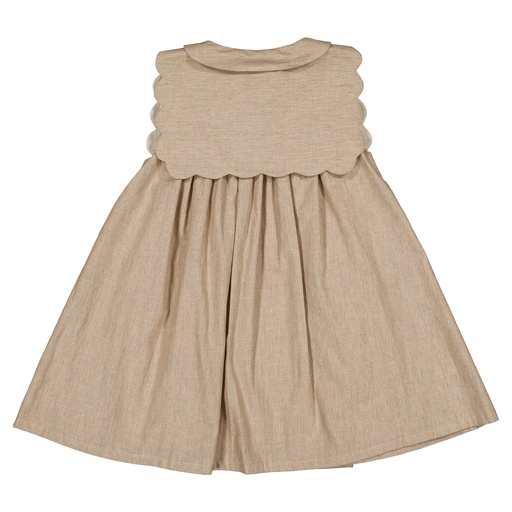 Robe ELYSÉE - Beige fines rayures