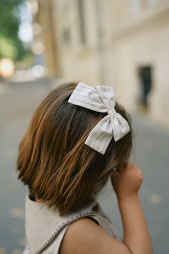 [SS25-D2-BARRET-HALLES-RAYETAUPECREME] Barette HALLES - rayé taupe&cream