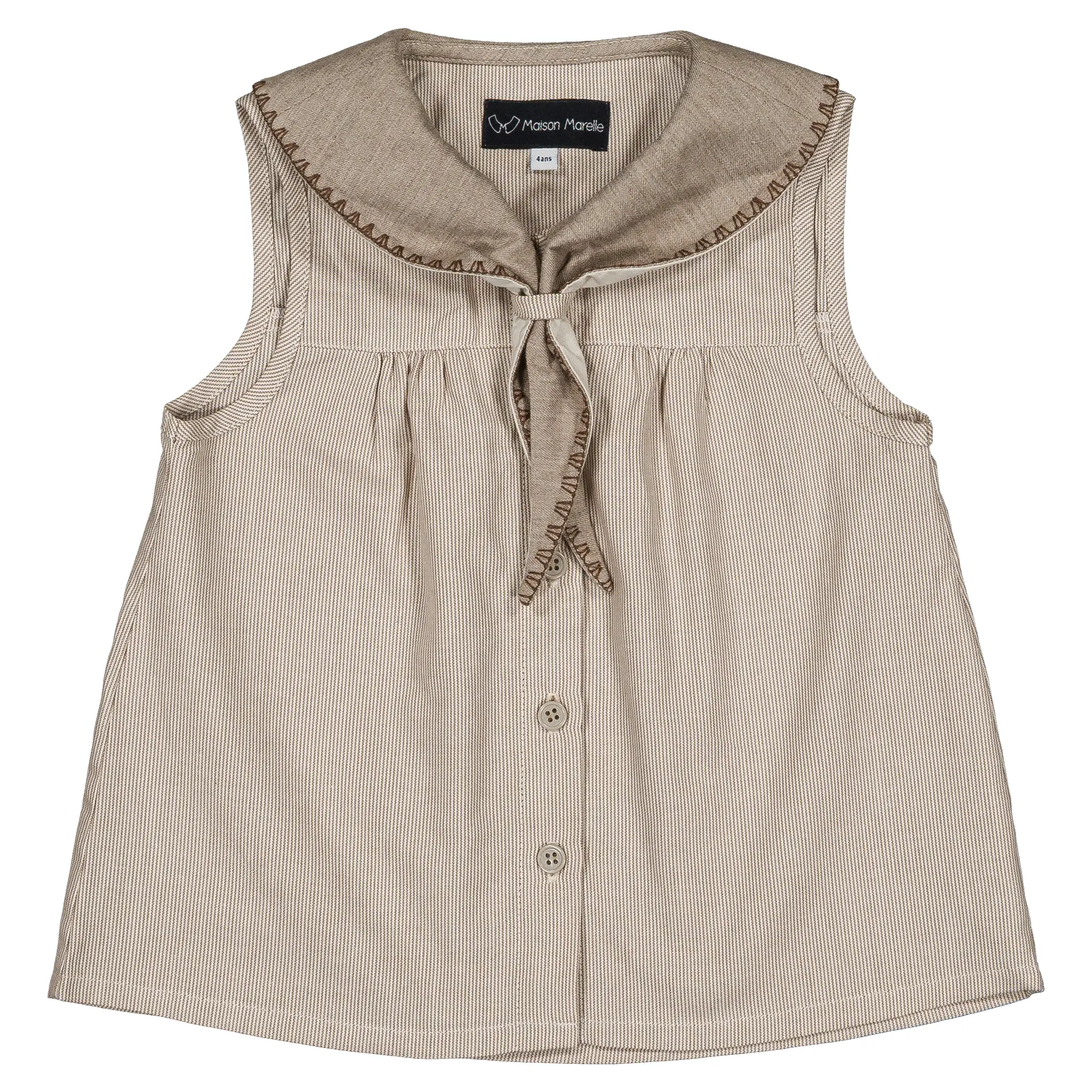 Blouse TRUDAINE- fines rayures taupe