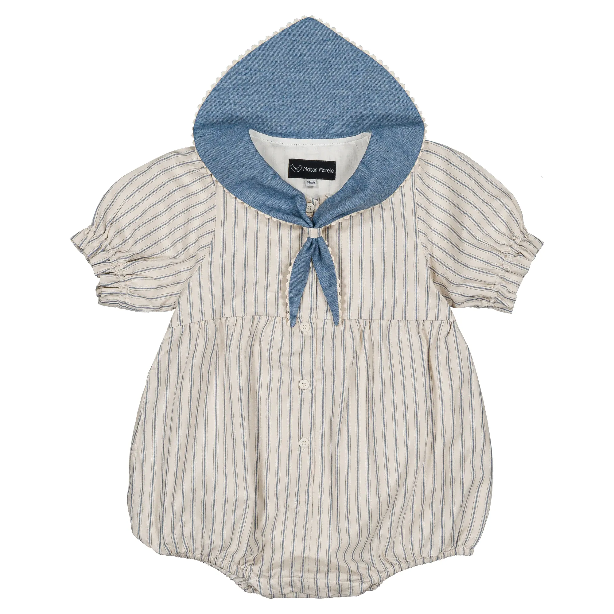 Barboteuse REINE - rayures bleues 