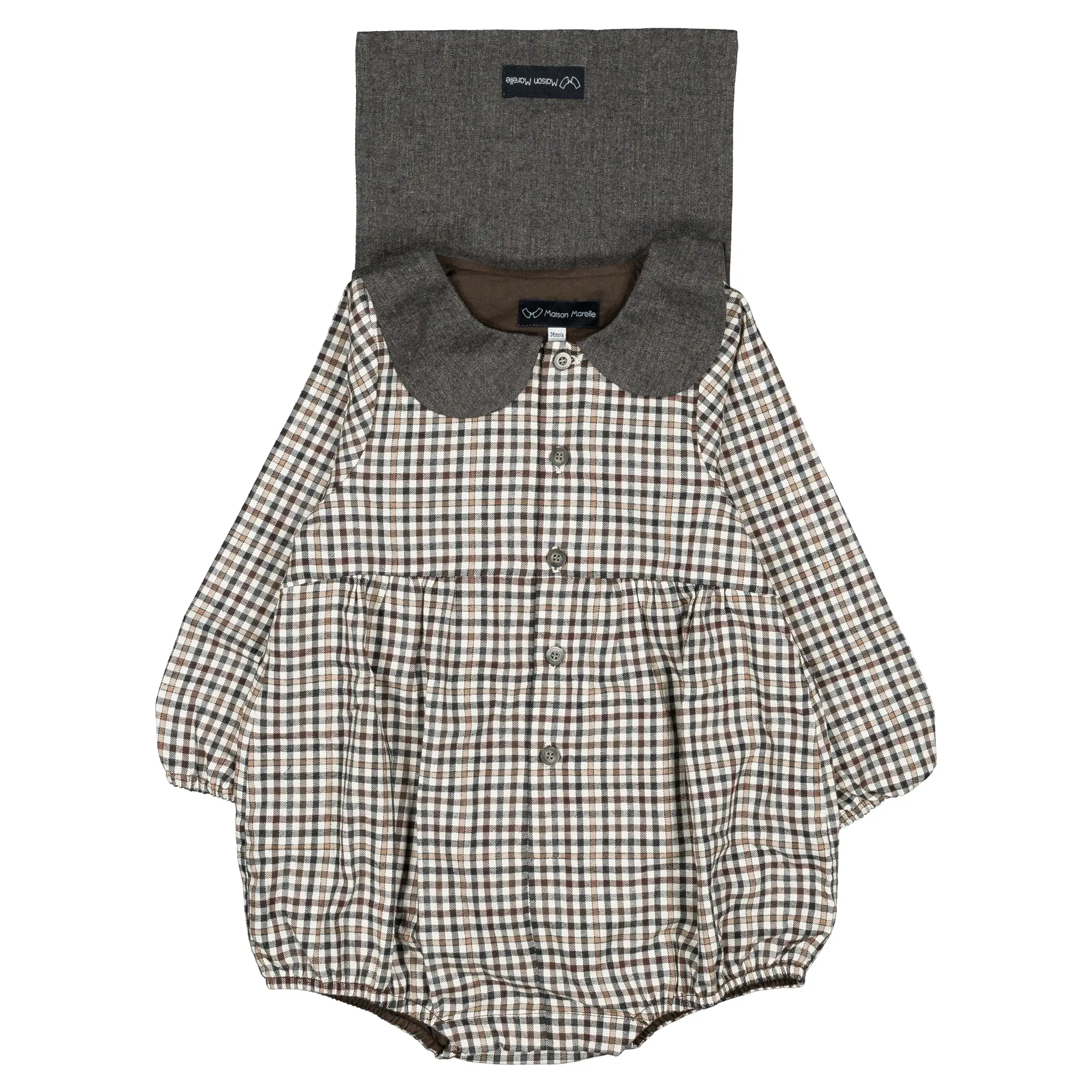 Barboteuse BAC - vichy gris&beige