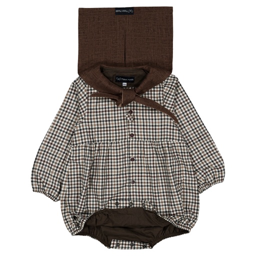 Barboteuse CAMBON - vichy gris&beige