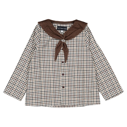 Blouse MONGE- vichy col marron