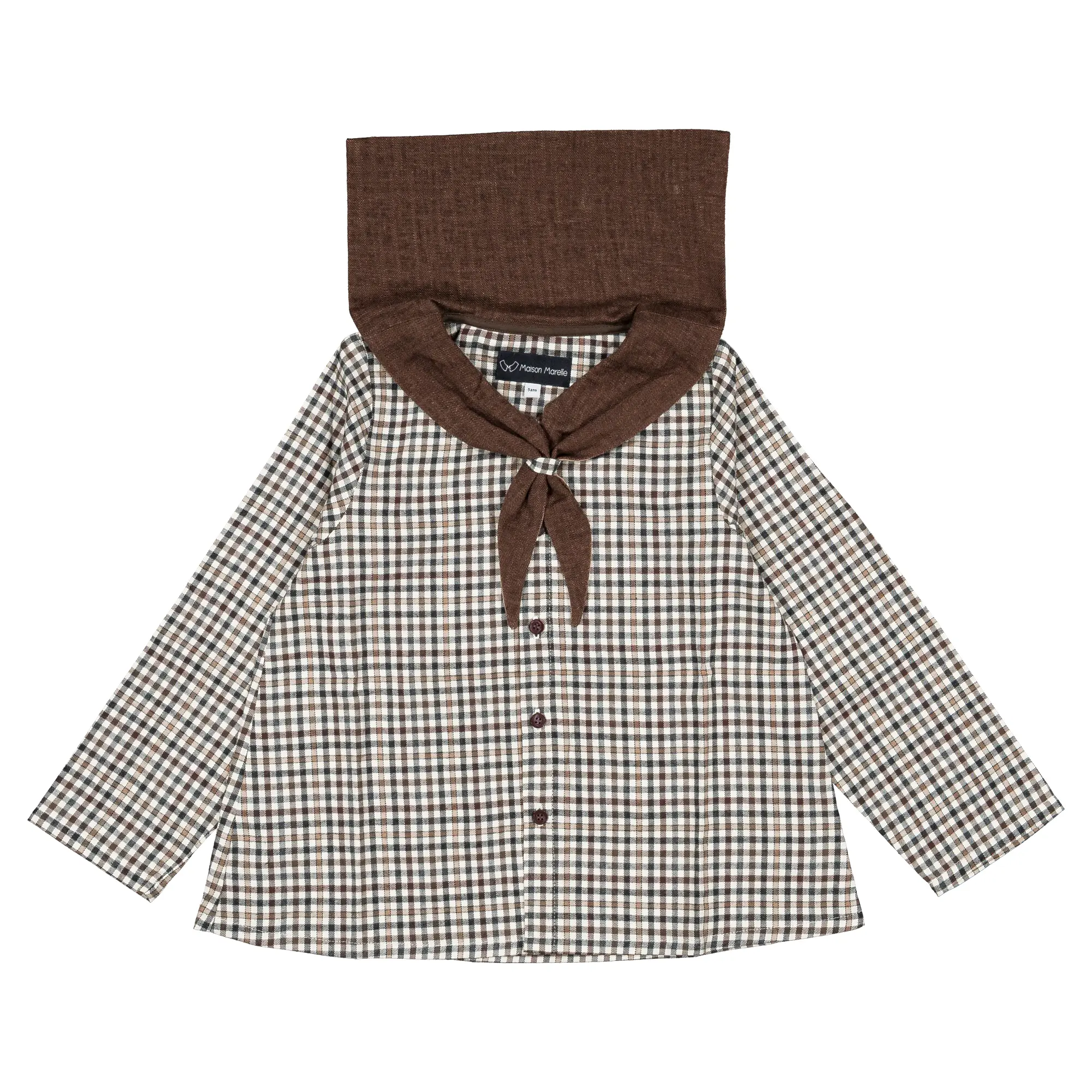 Blouse MONGE- vichy col marron