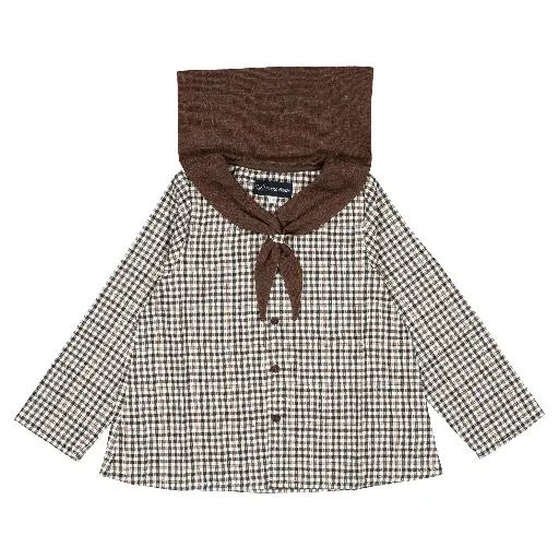 Blouse MONGE- vichy col marron