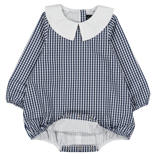 Barboteuse RAPHAEL-vichy bleu&blanc