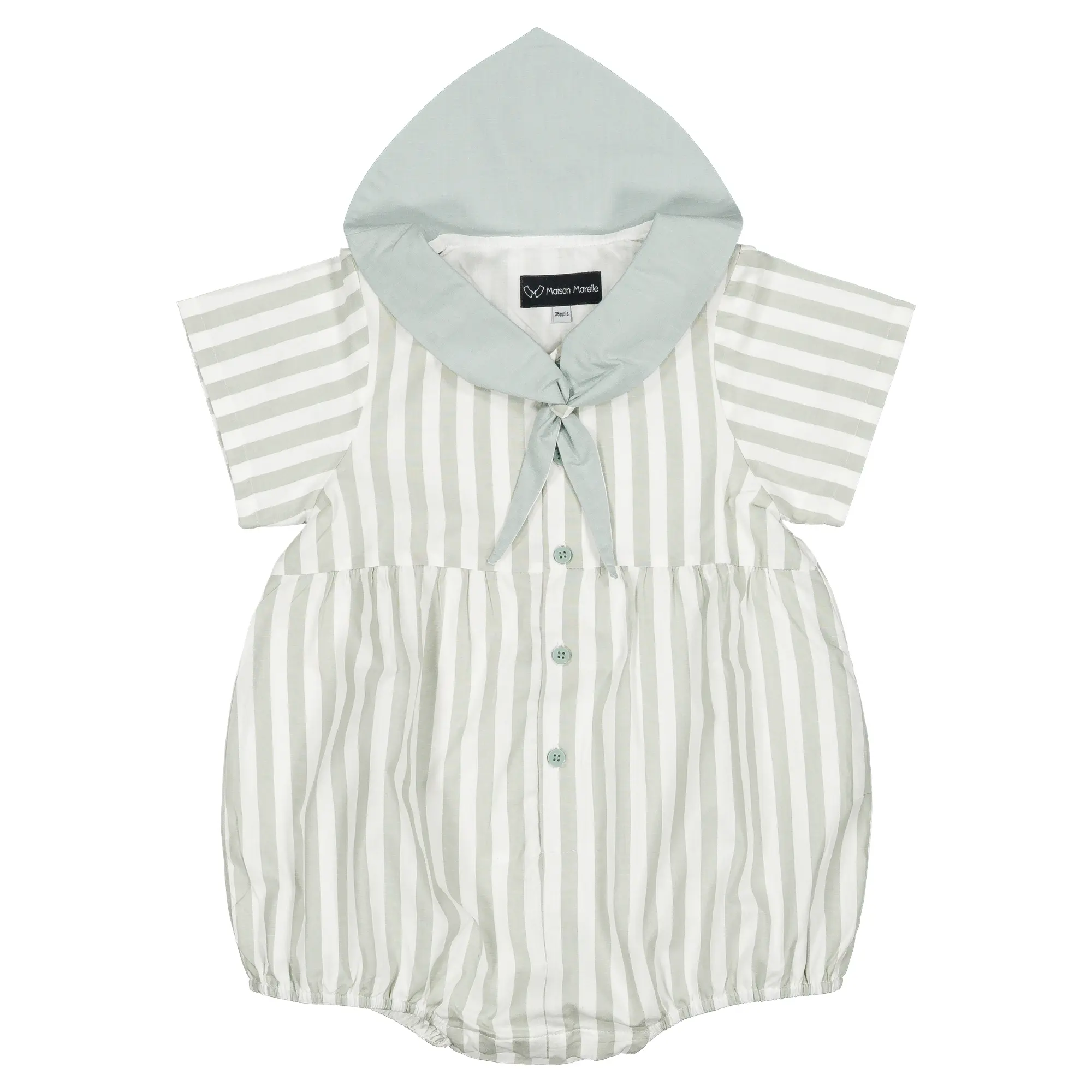 Barboteuse ROI - rayures menthe