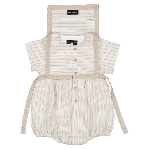 Barboteuse ALMA - rayé beige