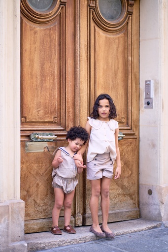 Short SEVRES - fines rayures beige