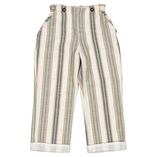 Pantalon LEBON-  maxi rayé vert
