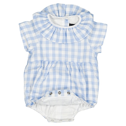 Barboteuse DUPLEIX - double gaze vichy bleu