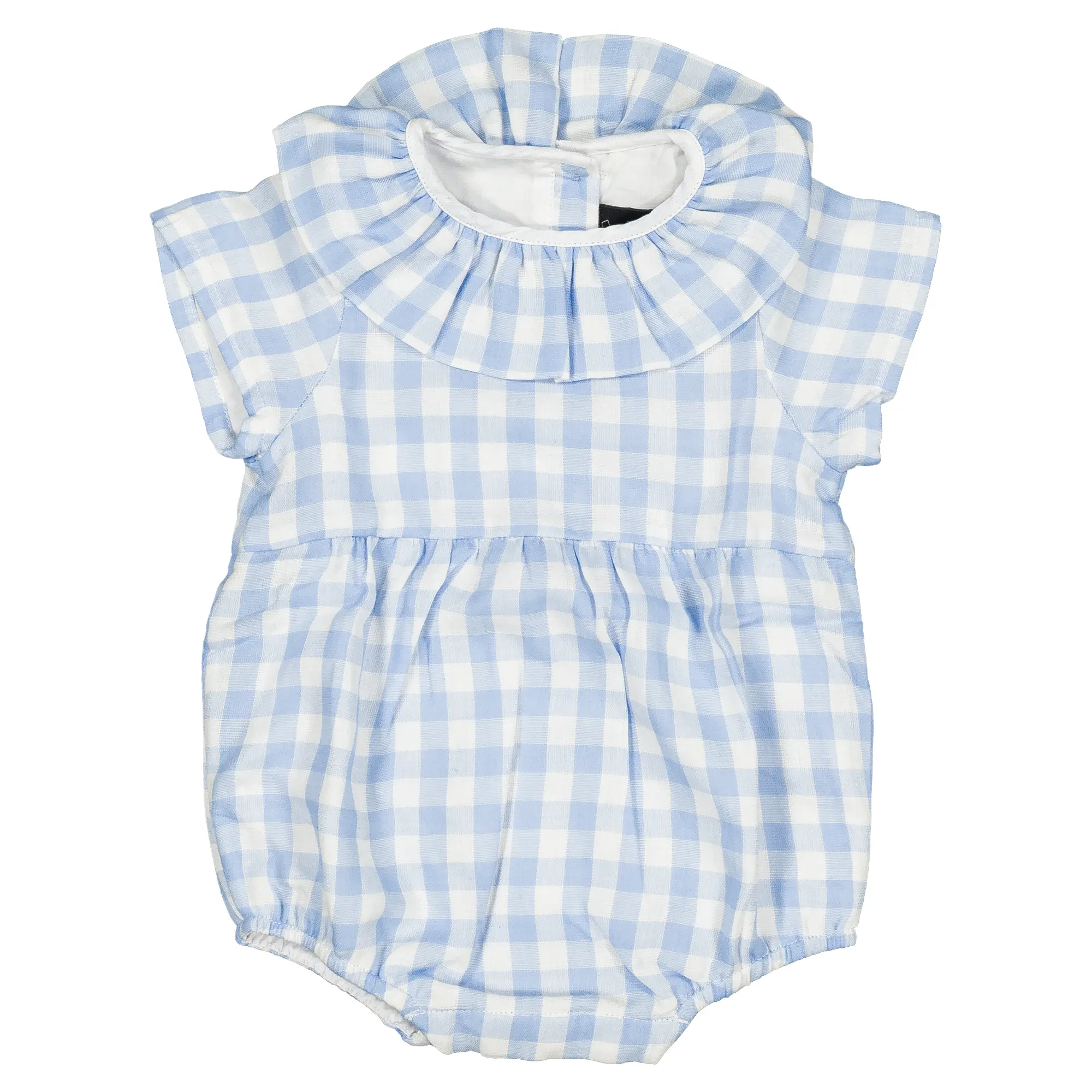 Barboteuse DUPLEIX - double gaze vichy bleu
