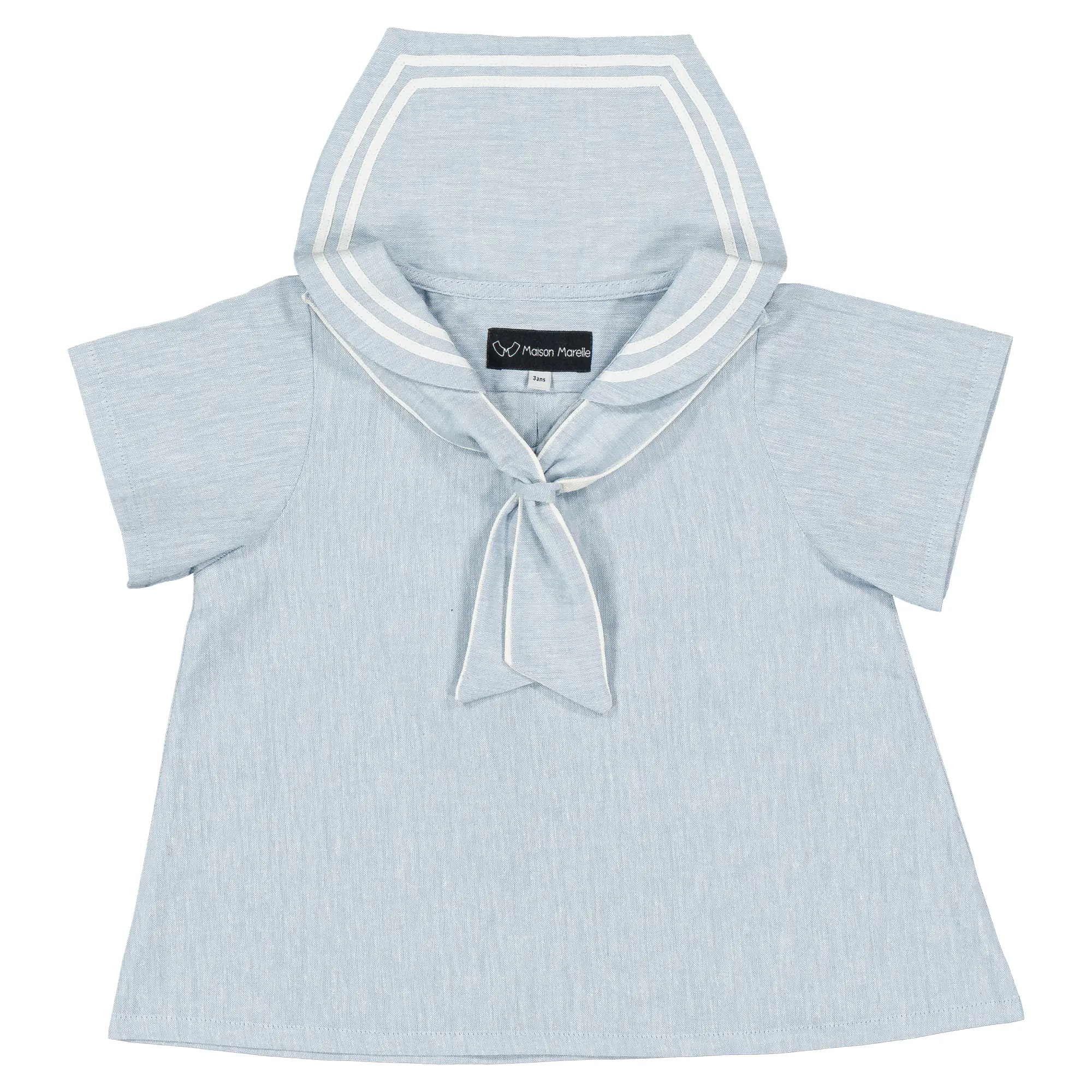 Blouse MAHON- lin bleu glacée
