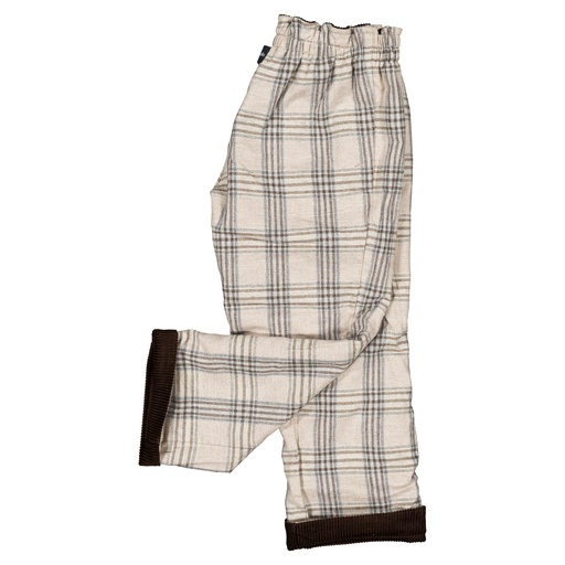 Pantalon LEBON- marron/tartan beige réversible