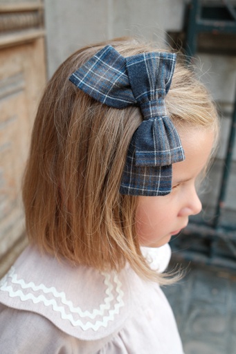 [AH26-D1-BARETTE-HALLES-TARTANBLEU-TU] Barette HALLES - tartan bleu