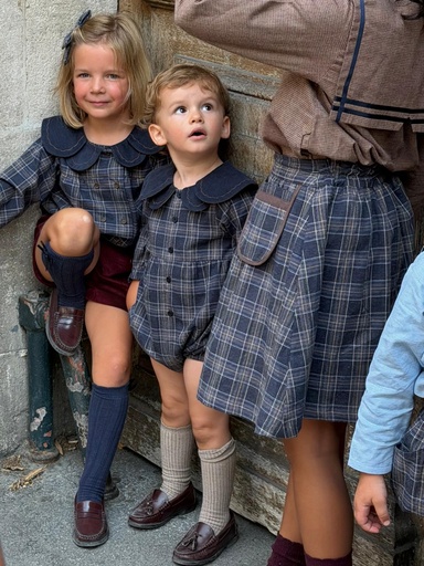 Barboteuse LOTA - tartan bleu