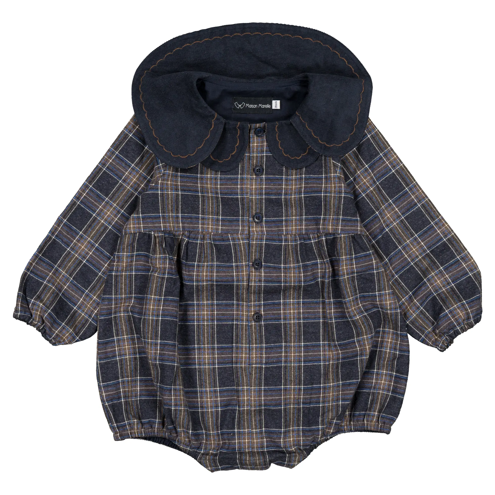 Barboteuse LOTA - tartan bleu