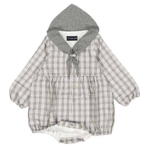 Barboteuse ROI - tartan gris perle