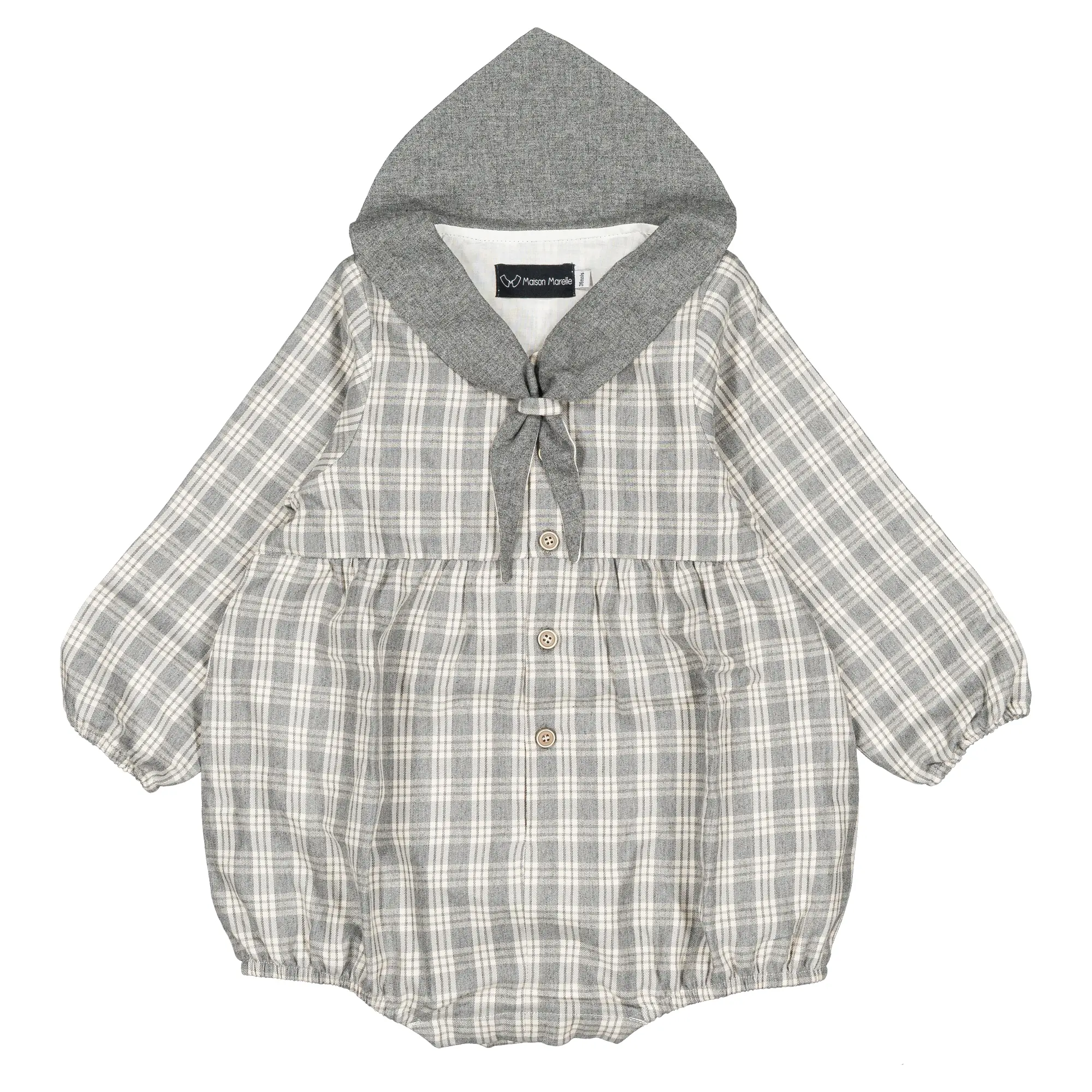 Barboteuse ROI - tartan gris perle