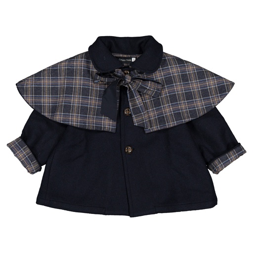 Manteau DARCY- lainage bleu/tartan bleu