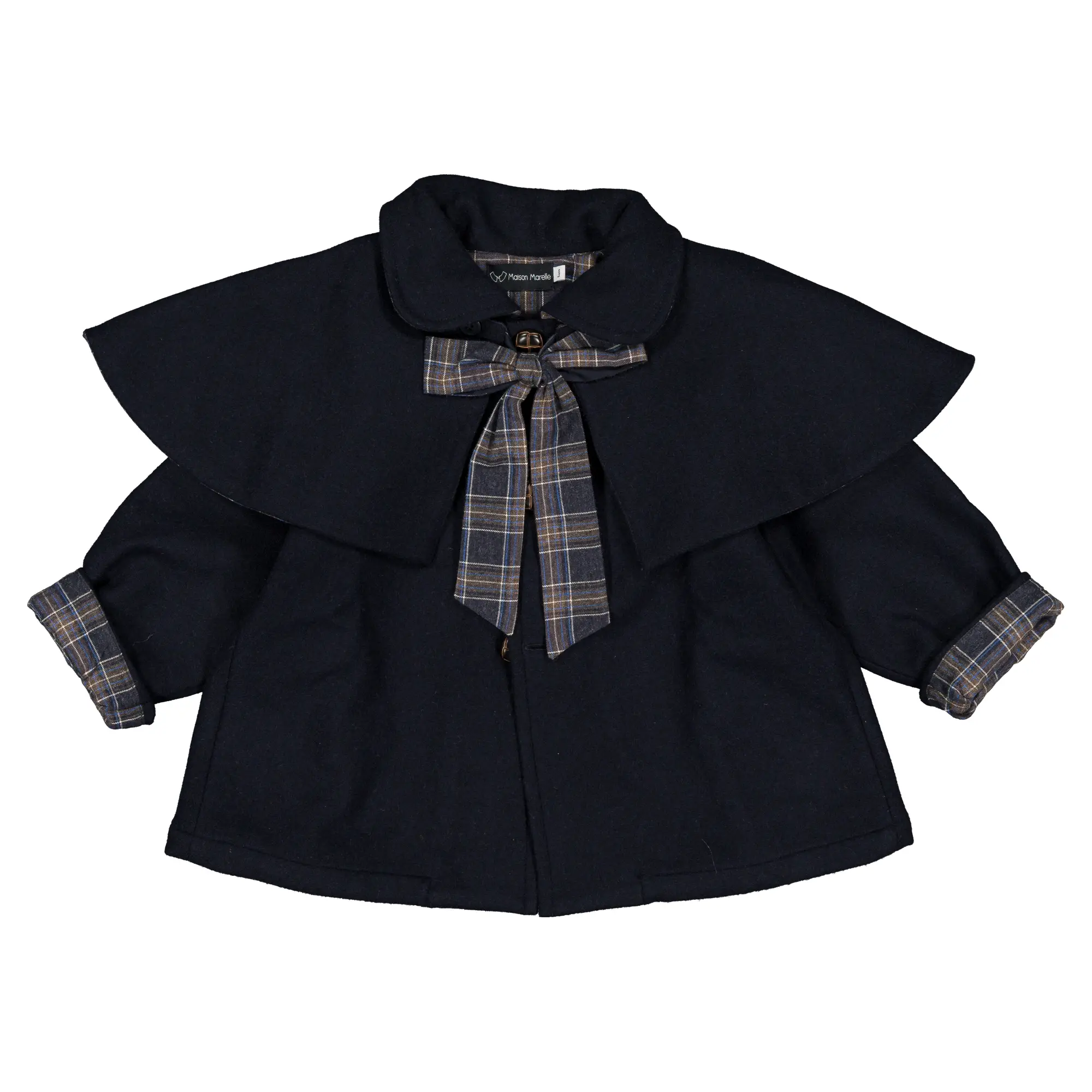 Manteau DARCY- lainage bleu/tartan bleu