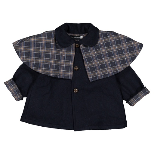 Manteau SHERLOCK- lainage bleu/tartan bleu)